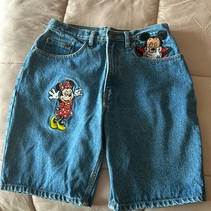 Vintage Mickey & Minnie embroidered jean shorts